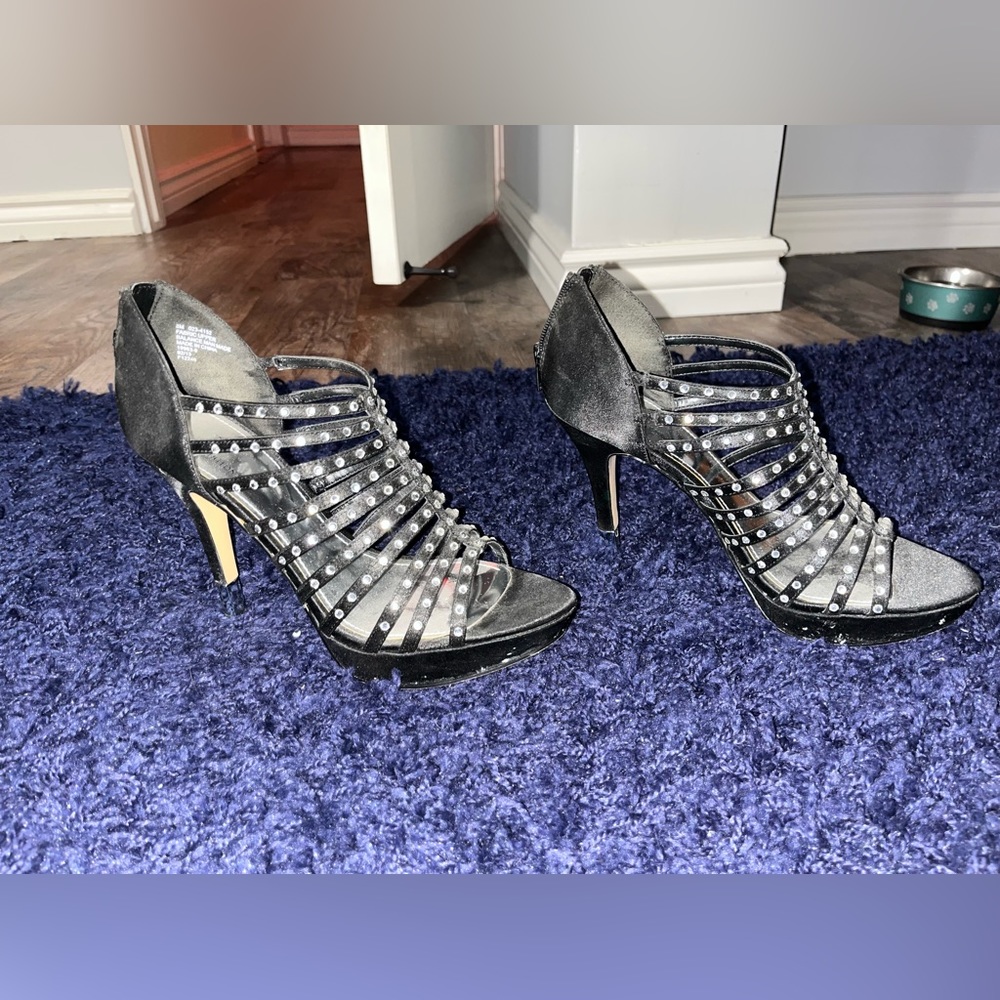Black and silver heels